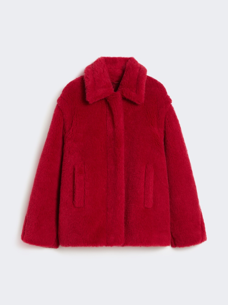 Cropped Teddy coat in alpaca and wool - RED - Max Mara