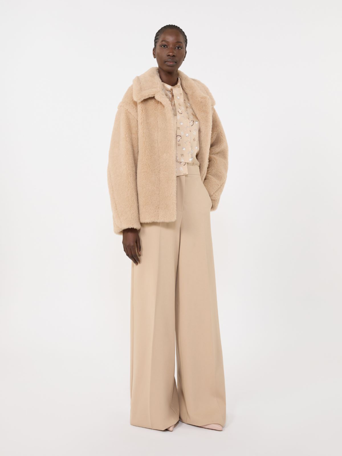 Cropped Teddy coat in alpaca and wool - ALBINO - Max Mara