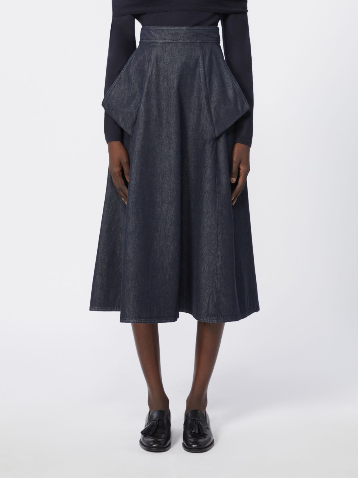 Denim-look cotton midi skirt - MIDNIGHTBLUE - Max Mara - 4