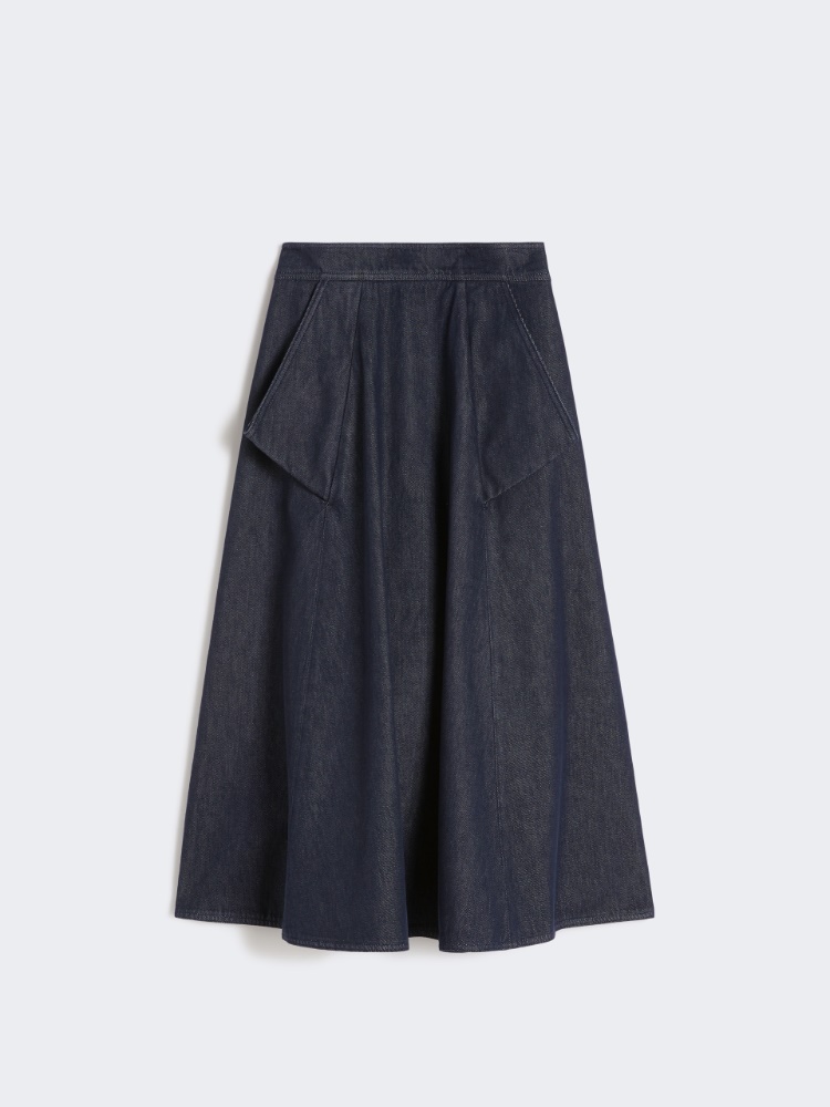 Denim-look cotton midi skirt - MIDNIGHTBLUE - Max Mara