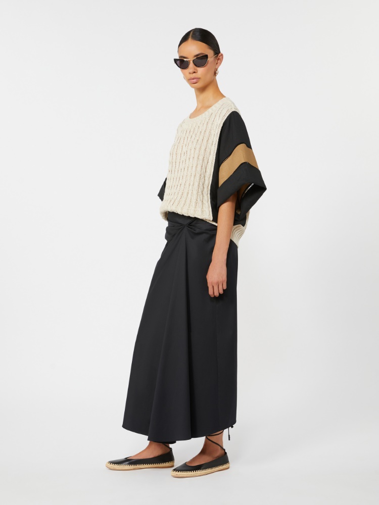Cotton satin skirt - BLACK - Max Mara
