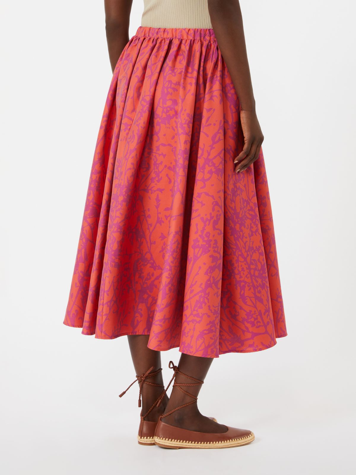 Jacquard cotton and silk midi skirt - CORAL - Max Mara - 9