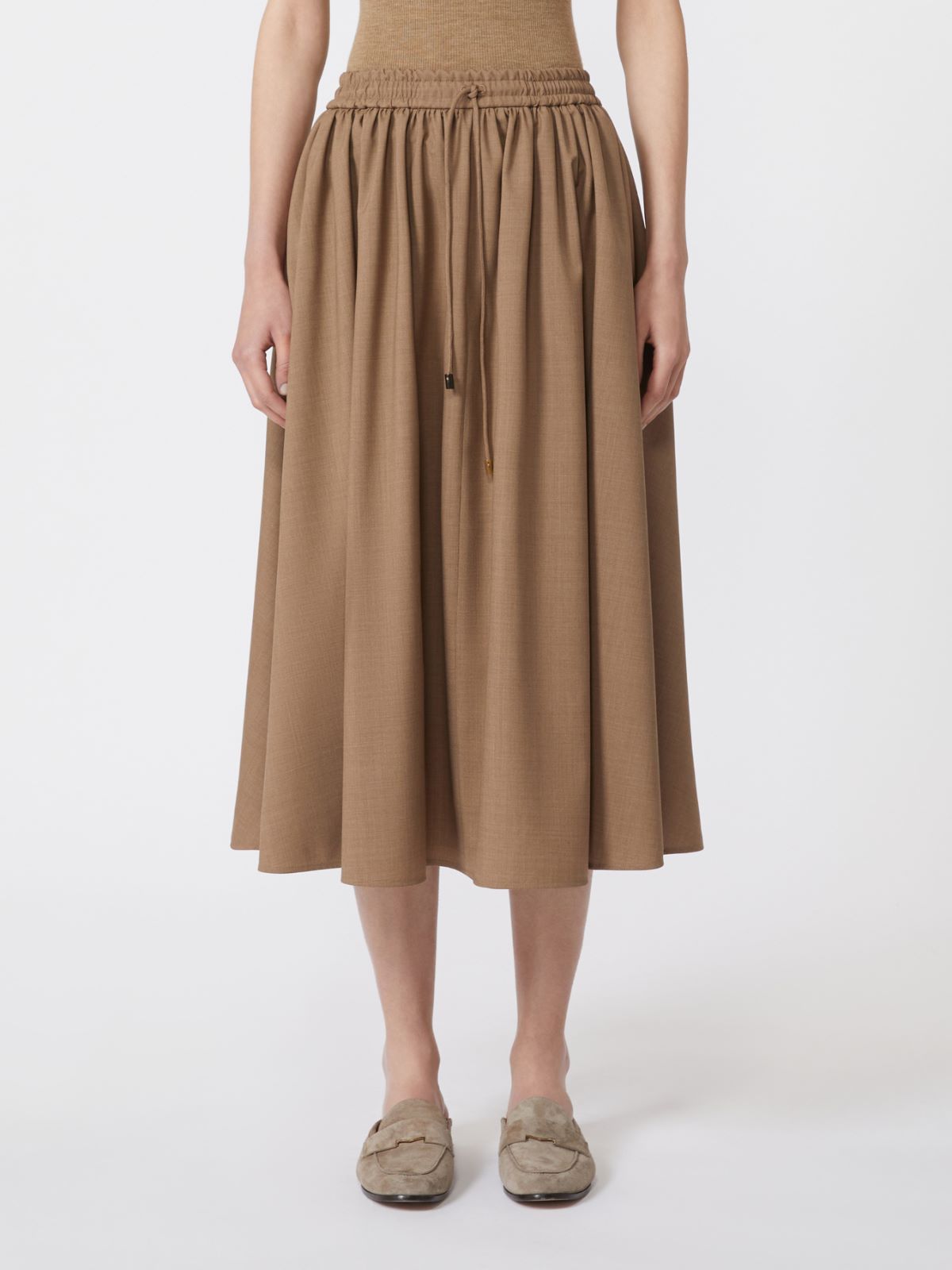 Woollen cloth midi skirt - HAZELNUT BROWN - Max Mara - 5