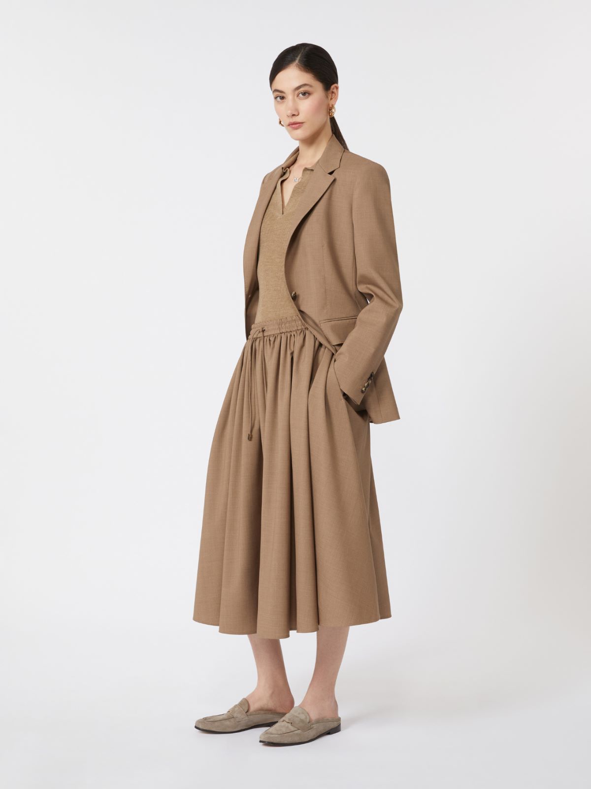 Woollen cloth midi skirt - HAZELNUT BROWN - Max Mara - 5