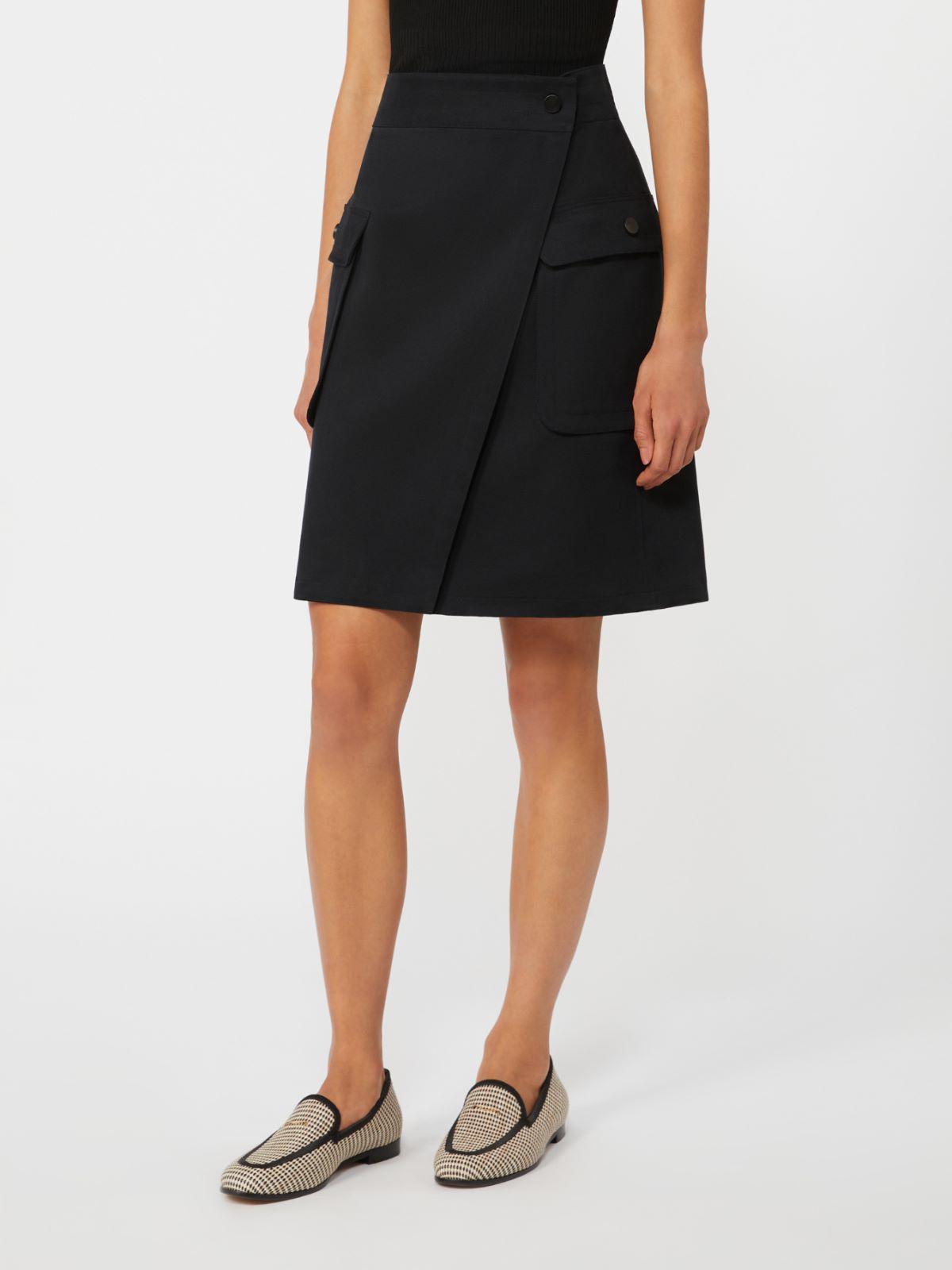 Stretch cotton wrap skirt - BLACK - Max Mara - 10