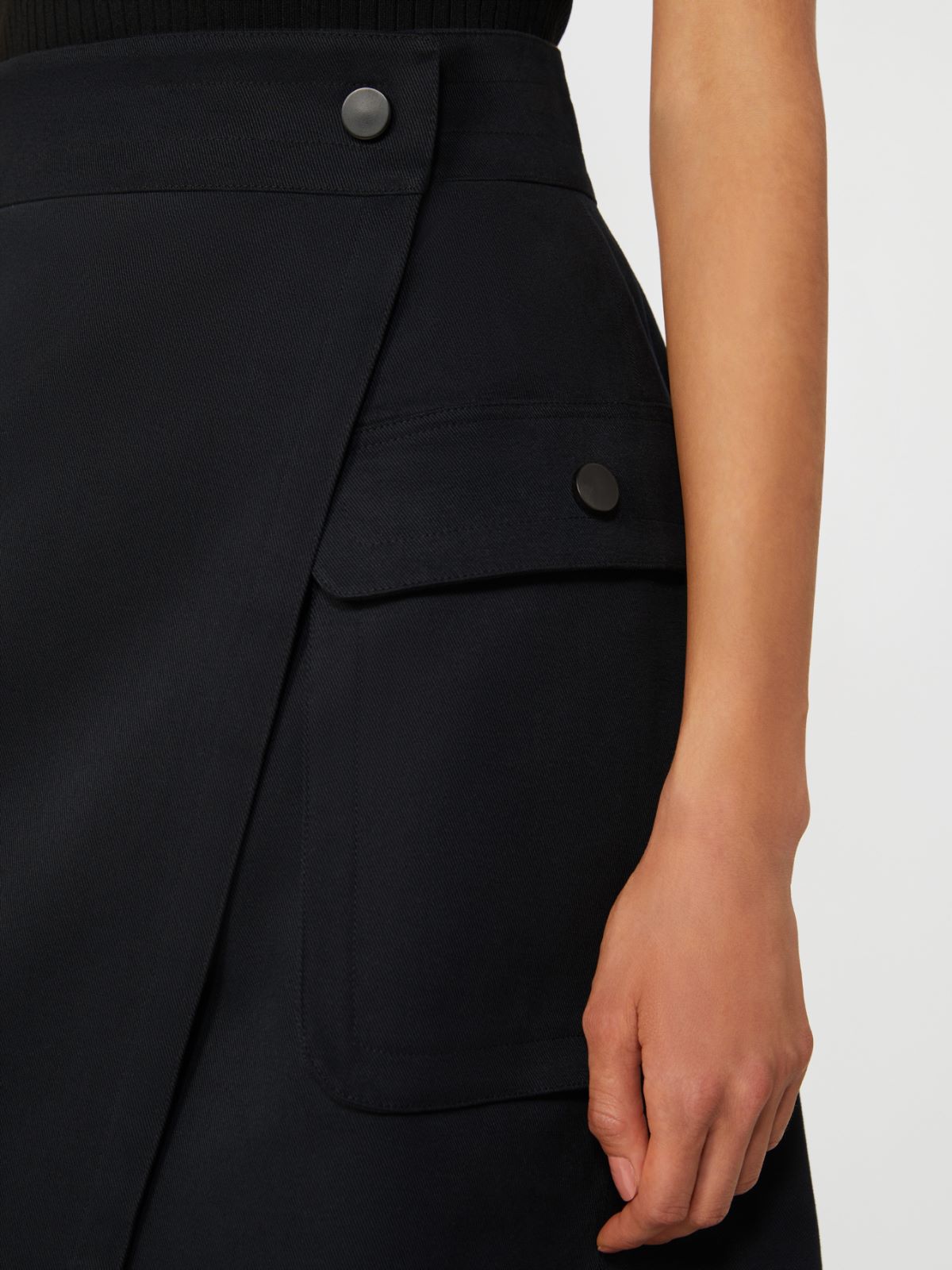 Stretch cotton wrap skirt - BLACK - Max Mara - 10