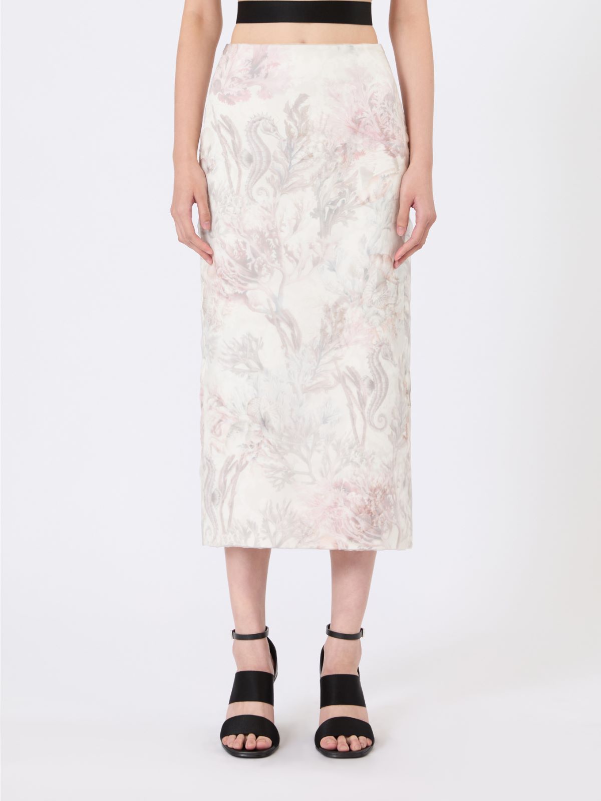 Printed organza and gabardine pencil skirt - WHITE - Max Mara - 9