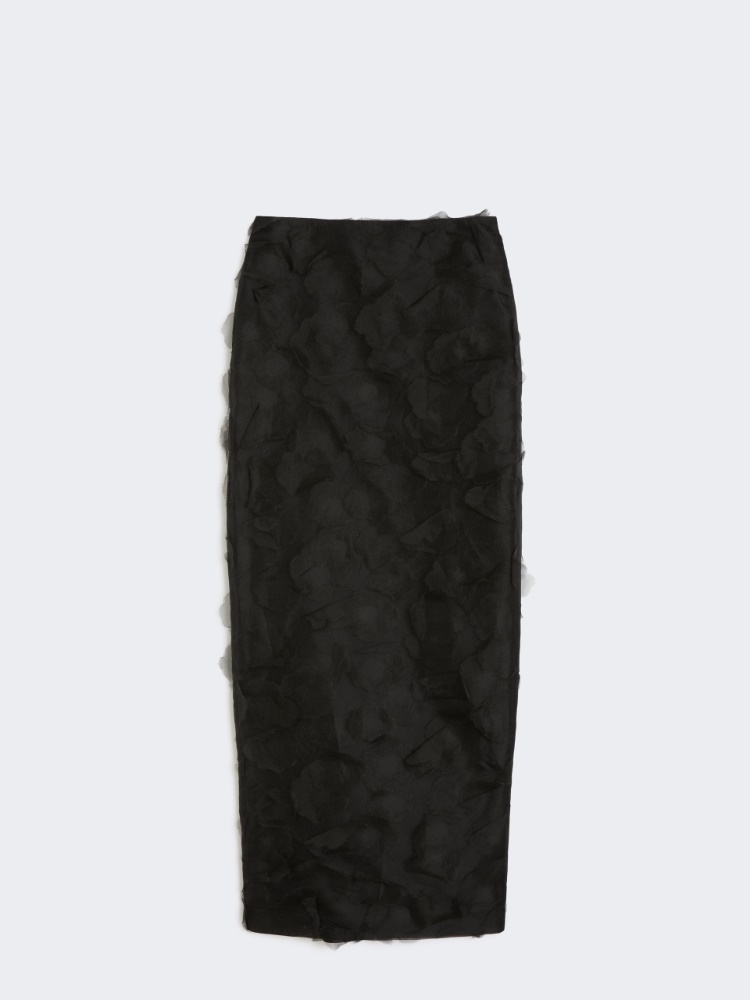 Gonna midi in jacquard di seta - NERO - Max Mara