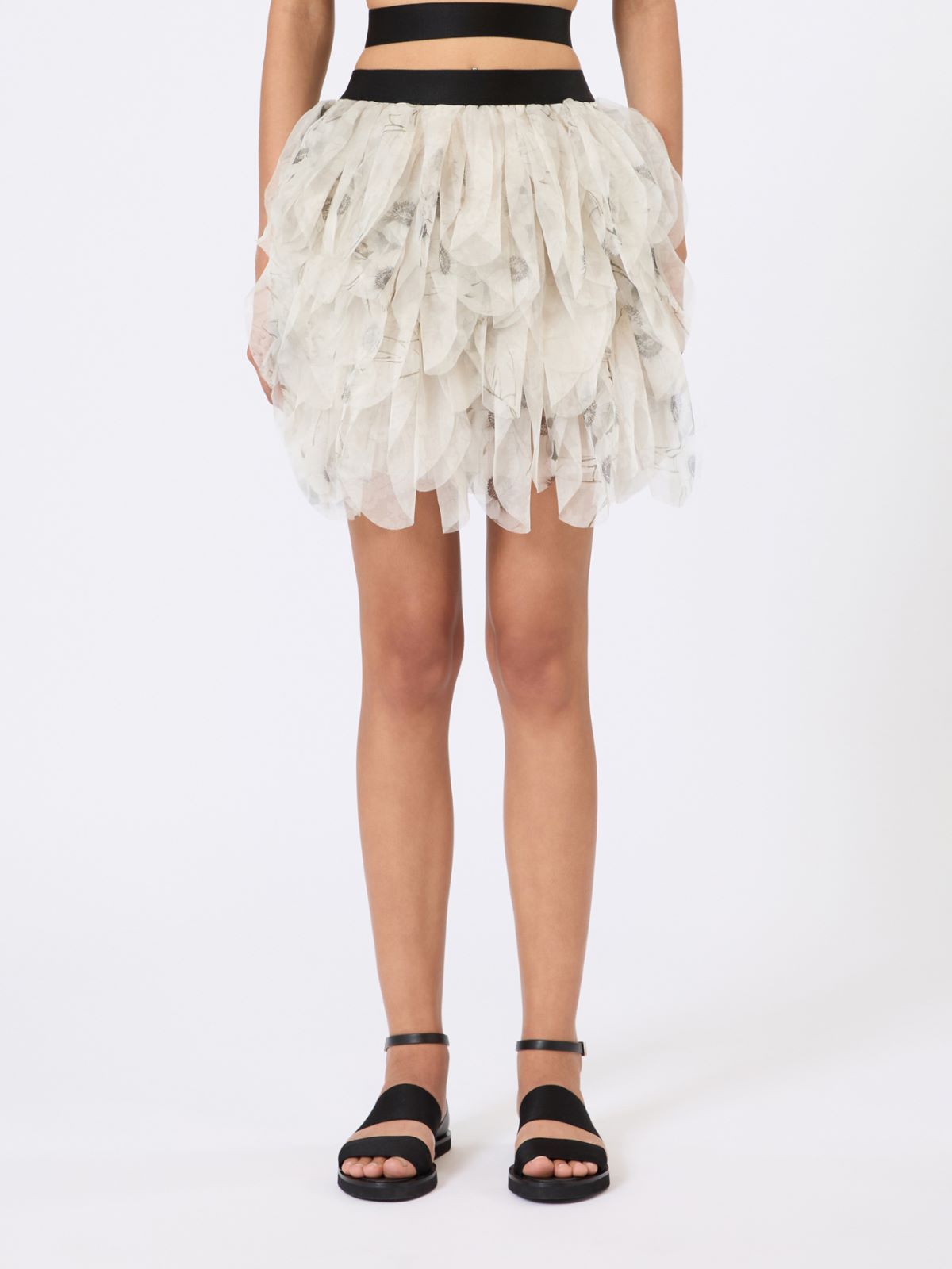 Short skirt with petals in printed organza - PEARL GREY - Max Mara - 2