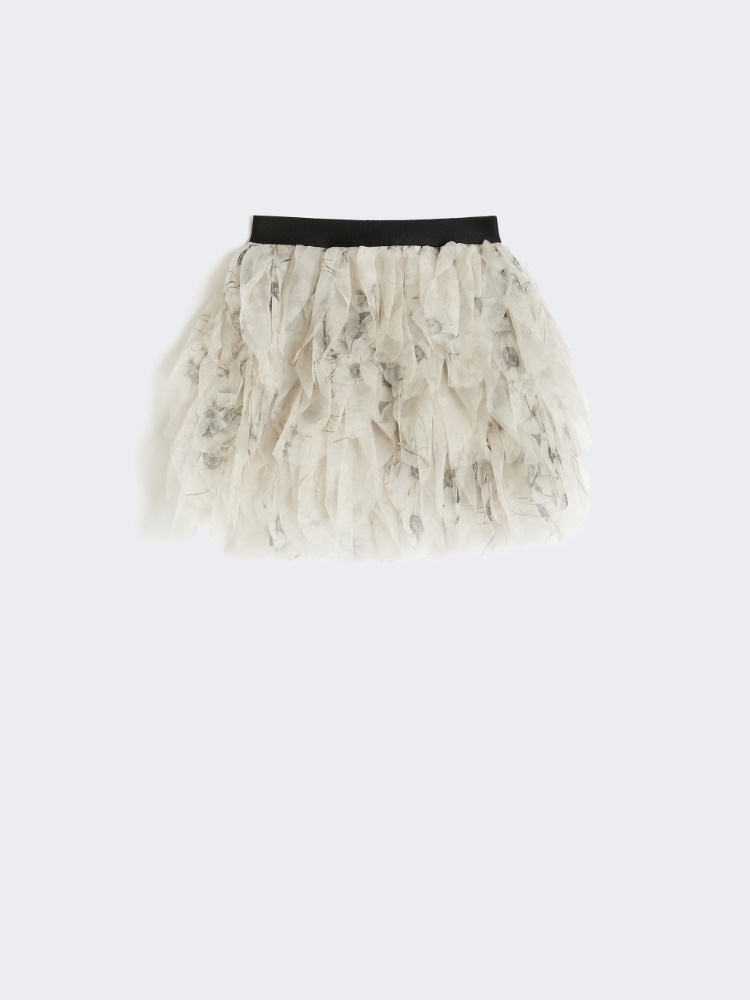 Short skirt with petals in printed organza - PEARL GREY - Max Mara