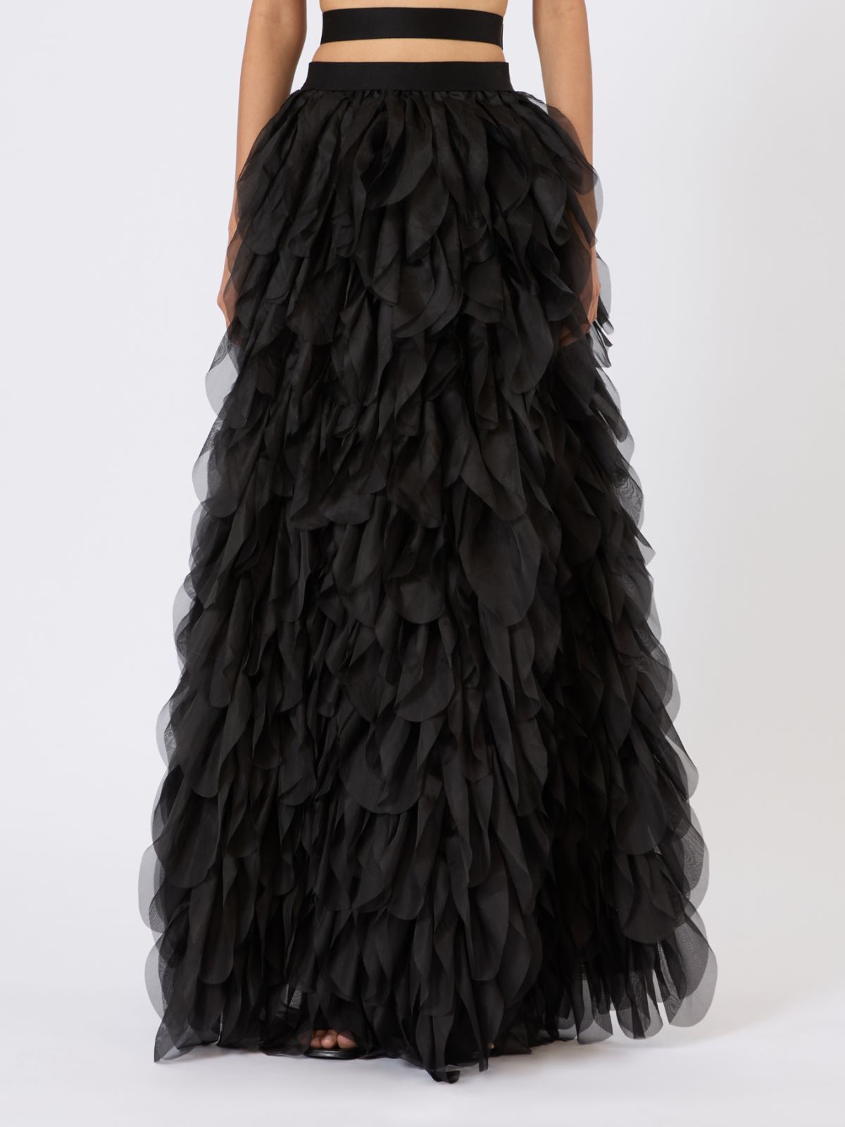 Long skirt with petals in silk organza - BLACK - Max Mara - 2