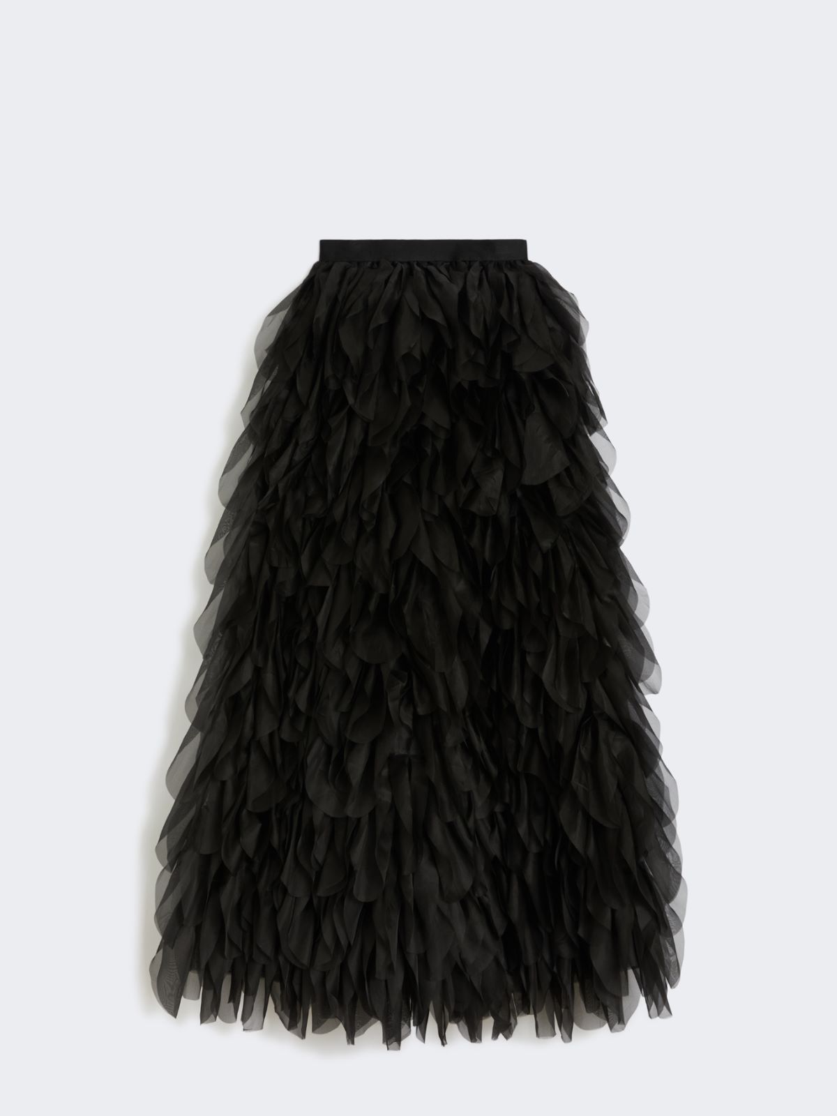 Long skirt with petals in silk organza - BLACK - Max Mara - 5