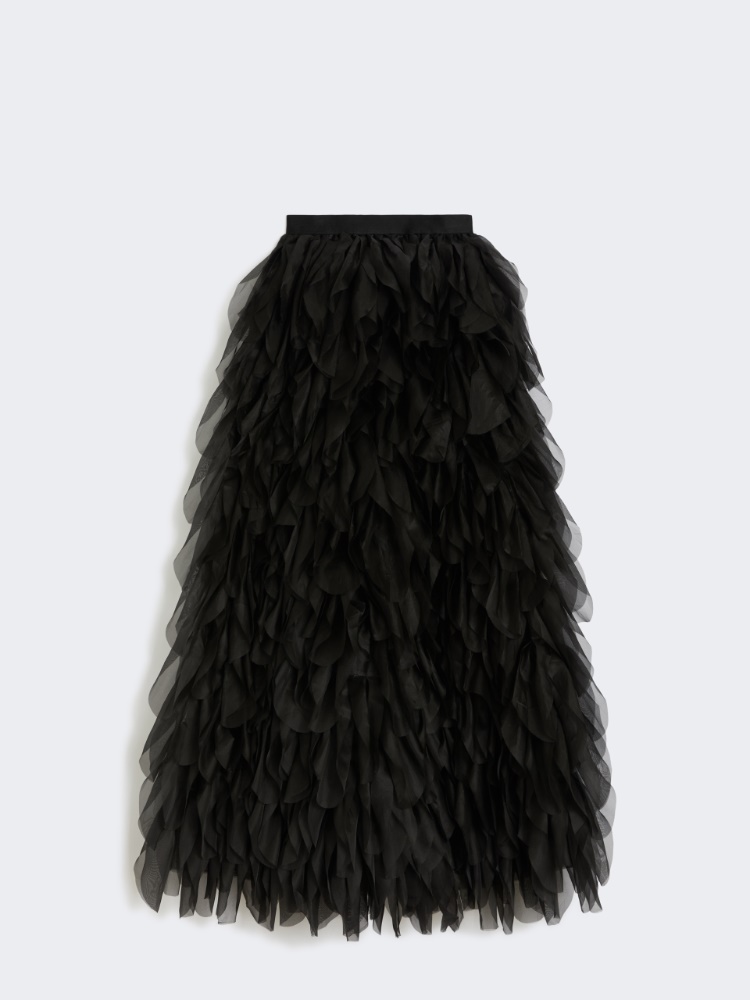 Long skirt with petals in silk organza - BLACK - Max Mara