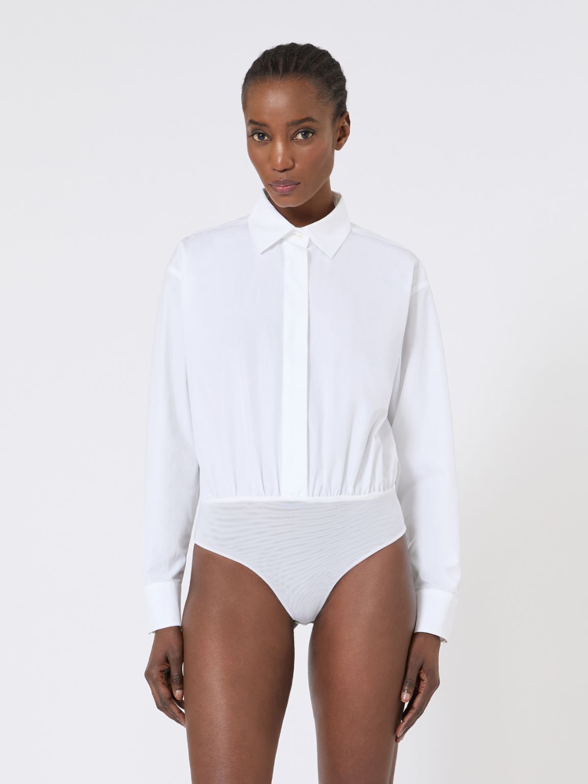 Poplin shirt bodysuit - OPTICAL WHITE - Max Mara - 5