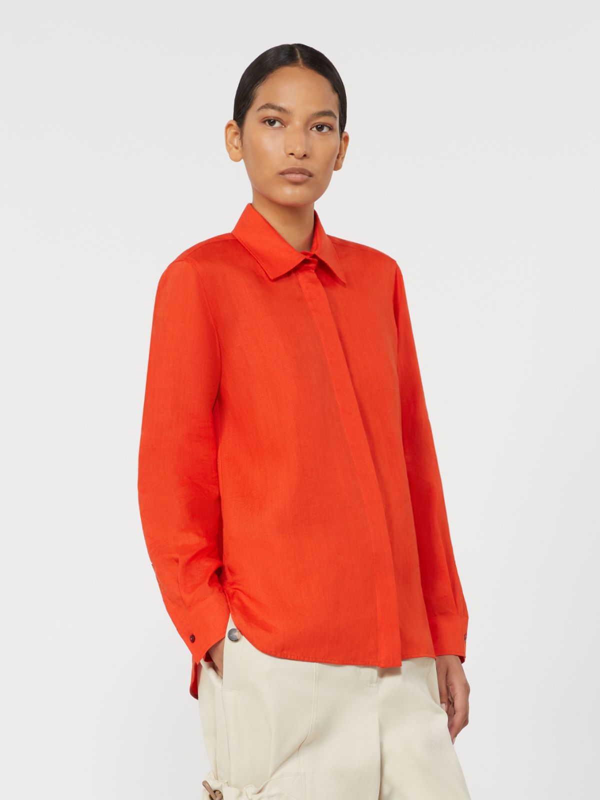 Hemdbluse aus Leinencanvas - KORALLE - 2