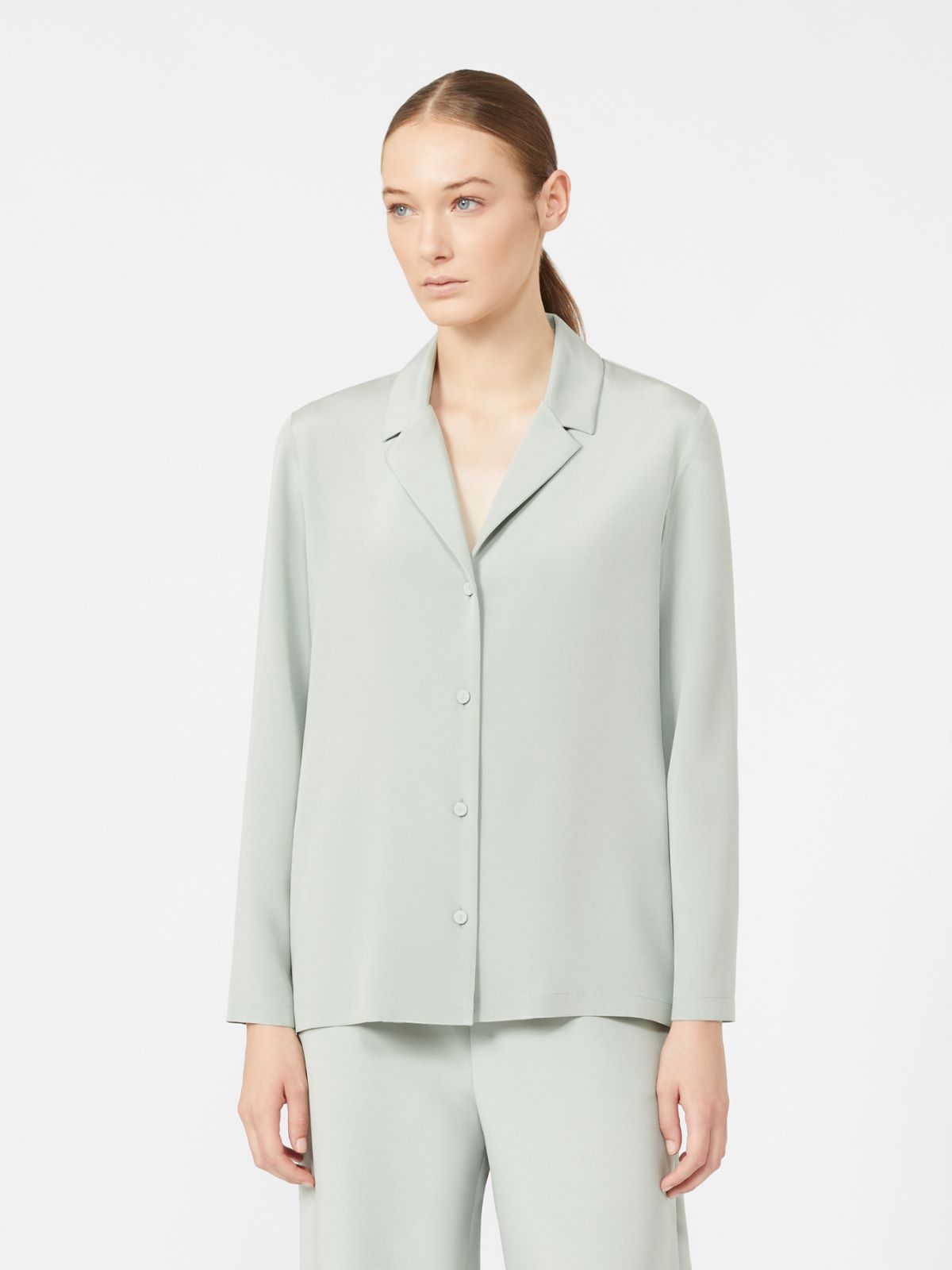 Chemise en crêpe de Chine de soie - VERT PASTEL - Max Mara - 8