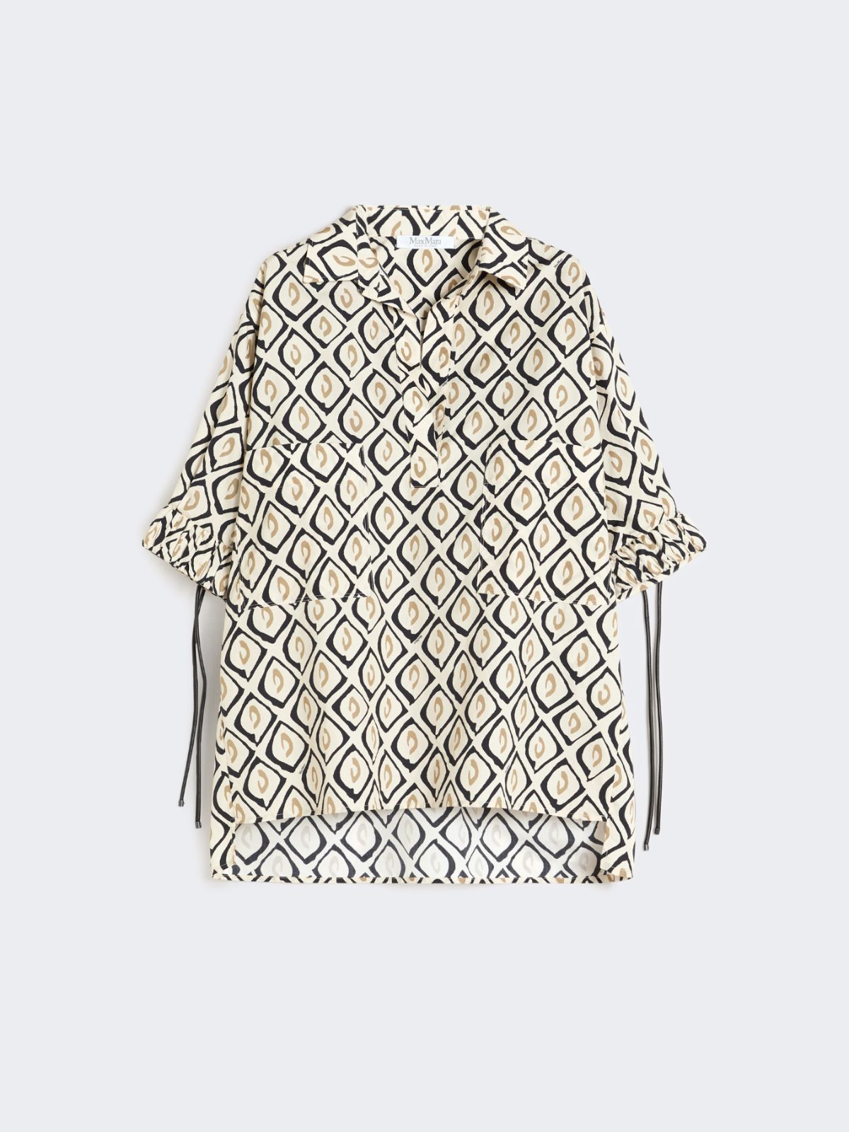 Koszula oversize z popeliny z nadrukiem - BEŻOWY - Max Mara - 4