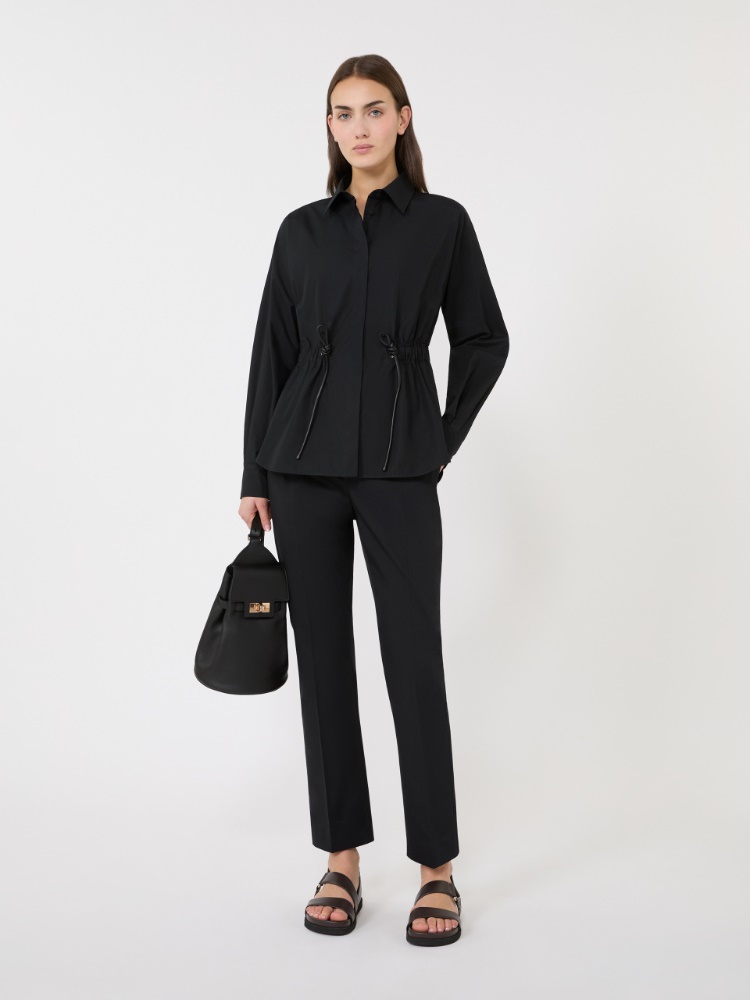 Cotton poplin shirt - BLACK - 1