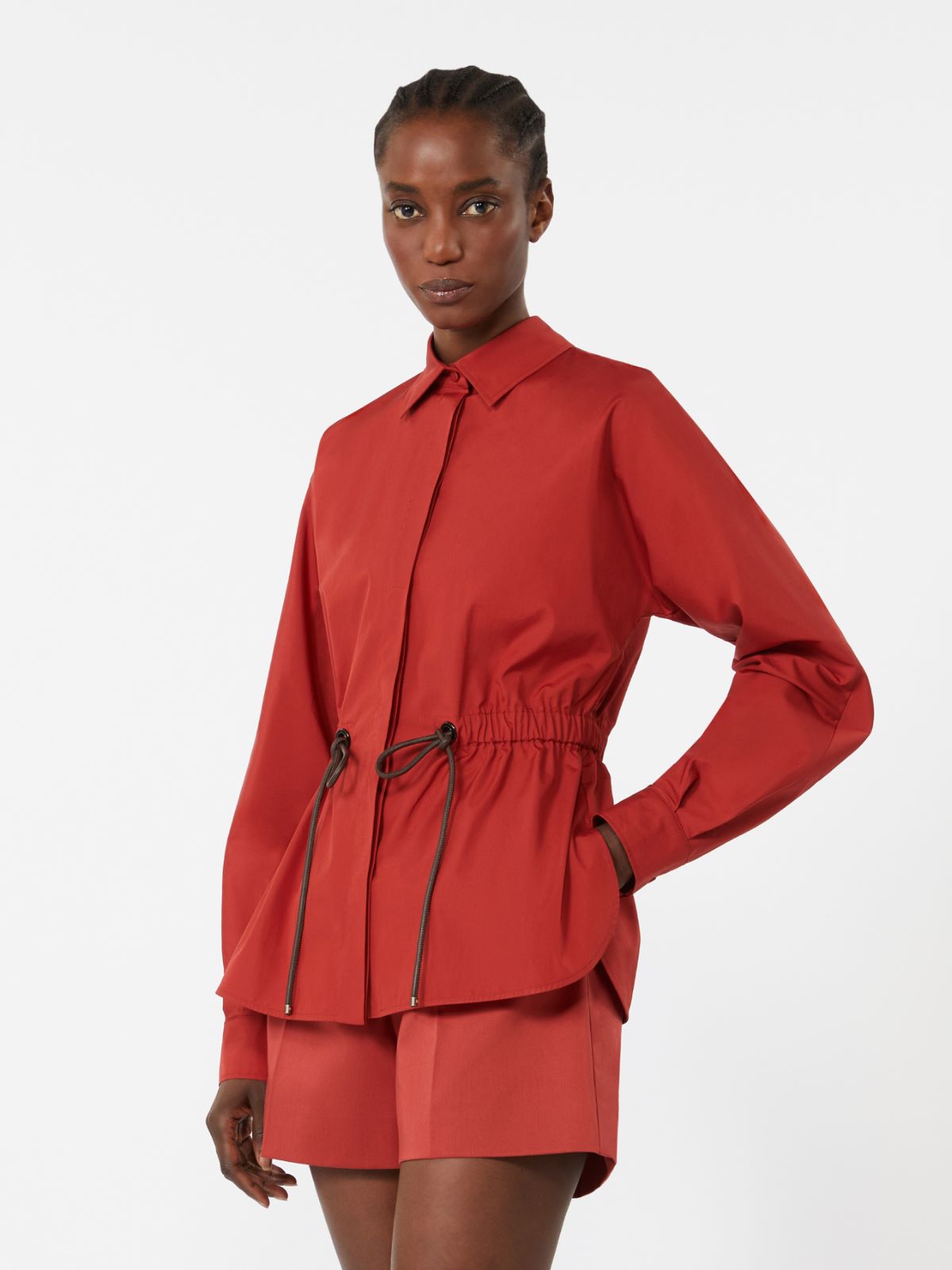 Chemise en popeline de coton - ROUGE - Max Mara - 2