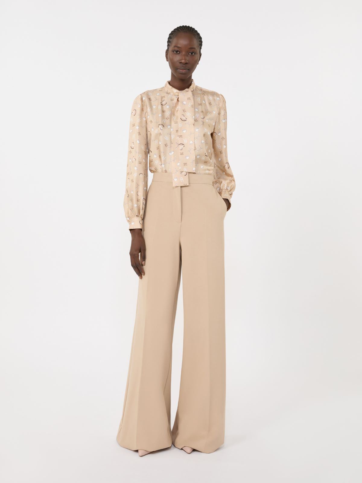 Printed silk pussy-bow shirt + ALBINO - Max Mara