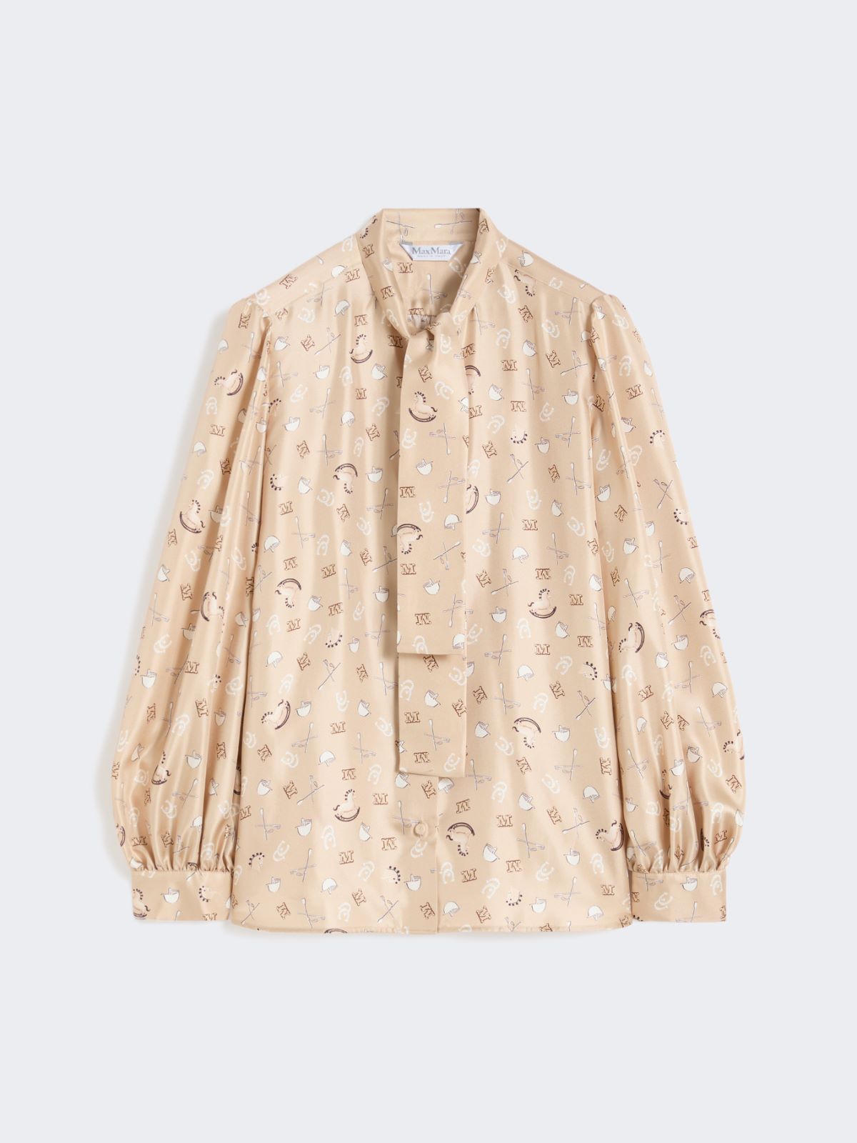 Printed silk pussy-bow shirt - ALBINO - Max Mara - 10