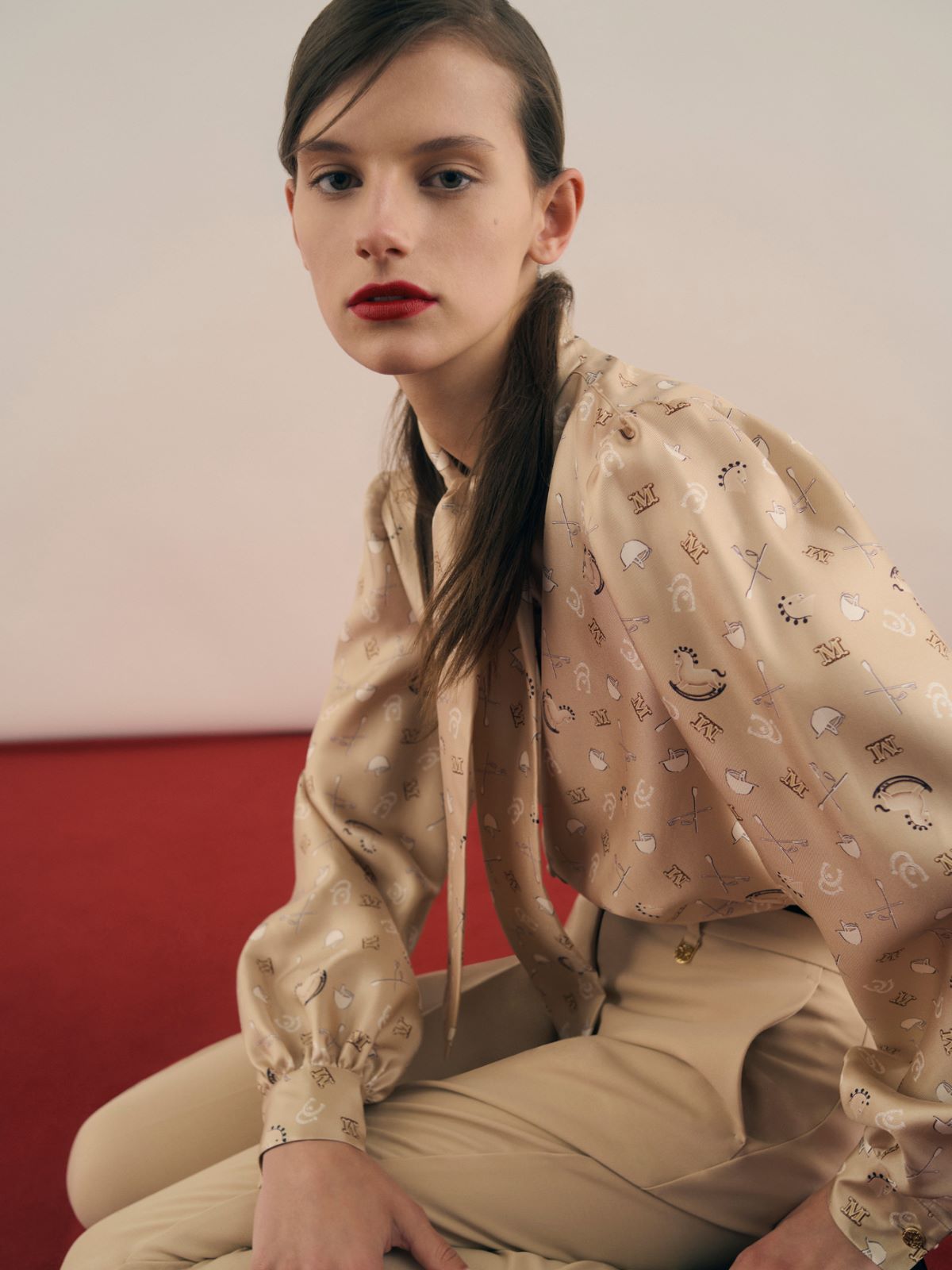 Printed silk pussy-bow shirt + ALBINO - Max Mara