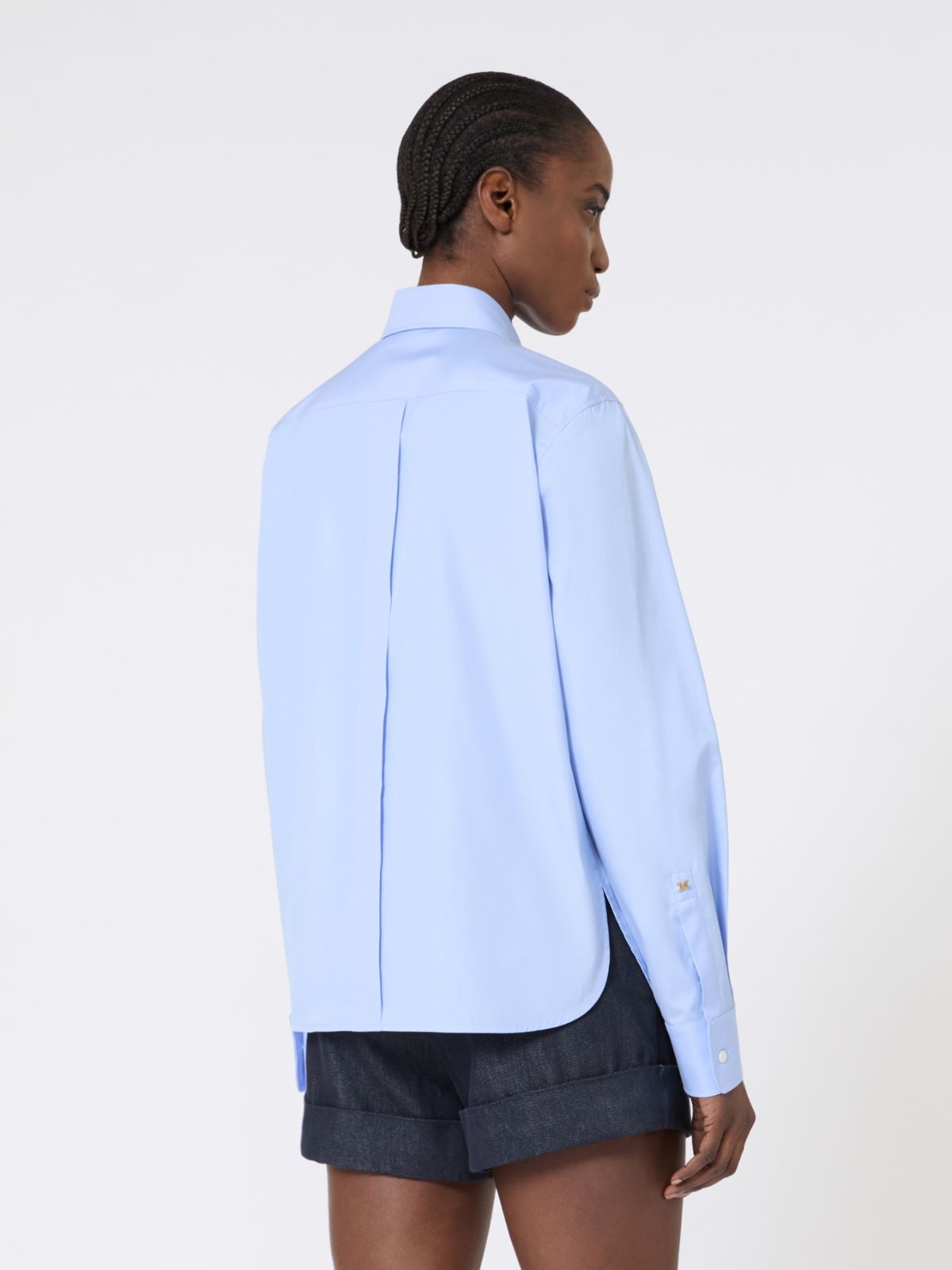 Cotton poplin shirt - LIGHT BLUE - Max Mara - 5