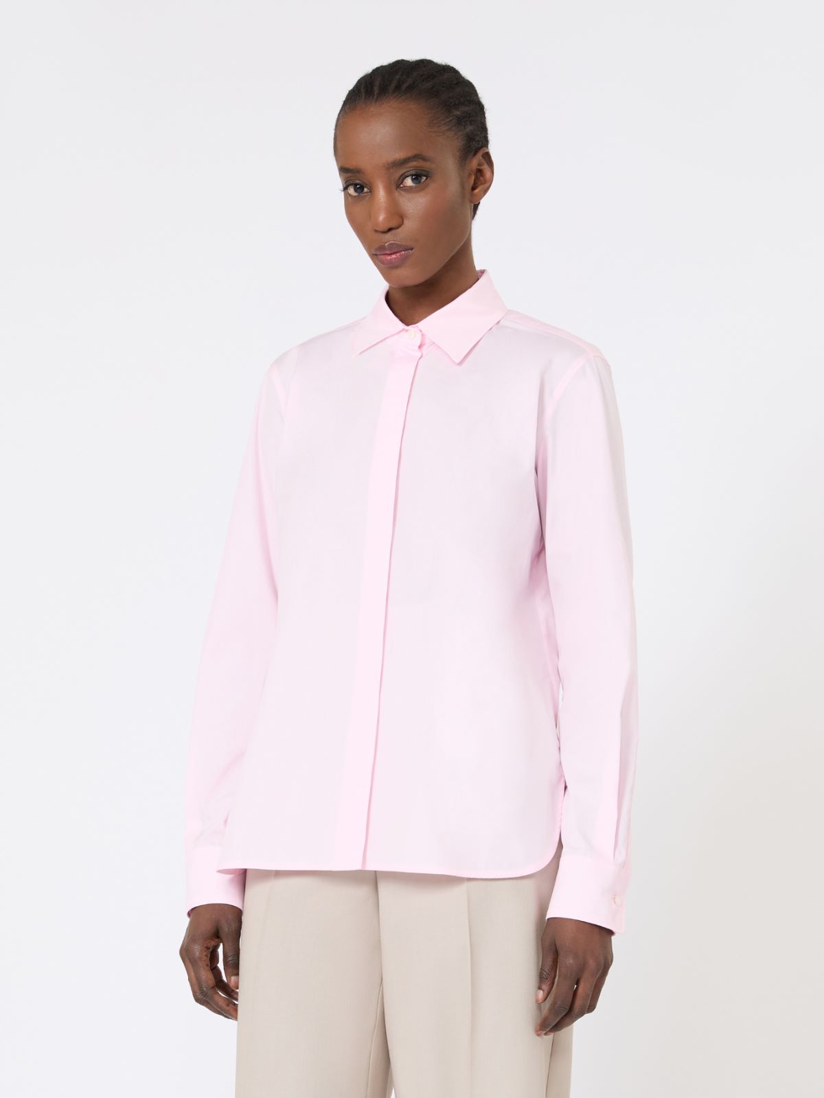 Cotton poplin shirt - PINK - Max Mara - 5