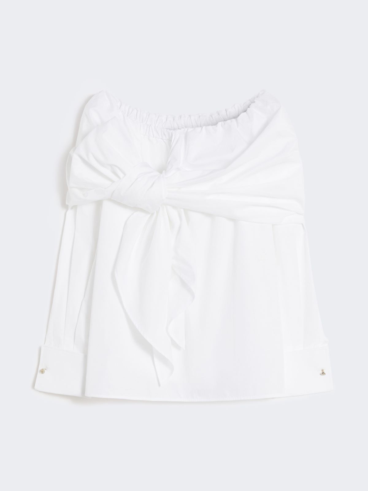 Cotton blouse with stole - OPTICAL WHITE - Max Mara - 10