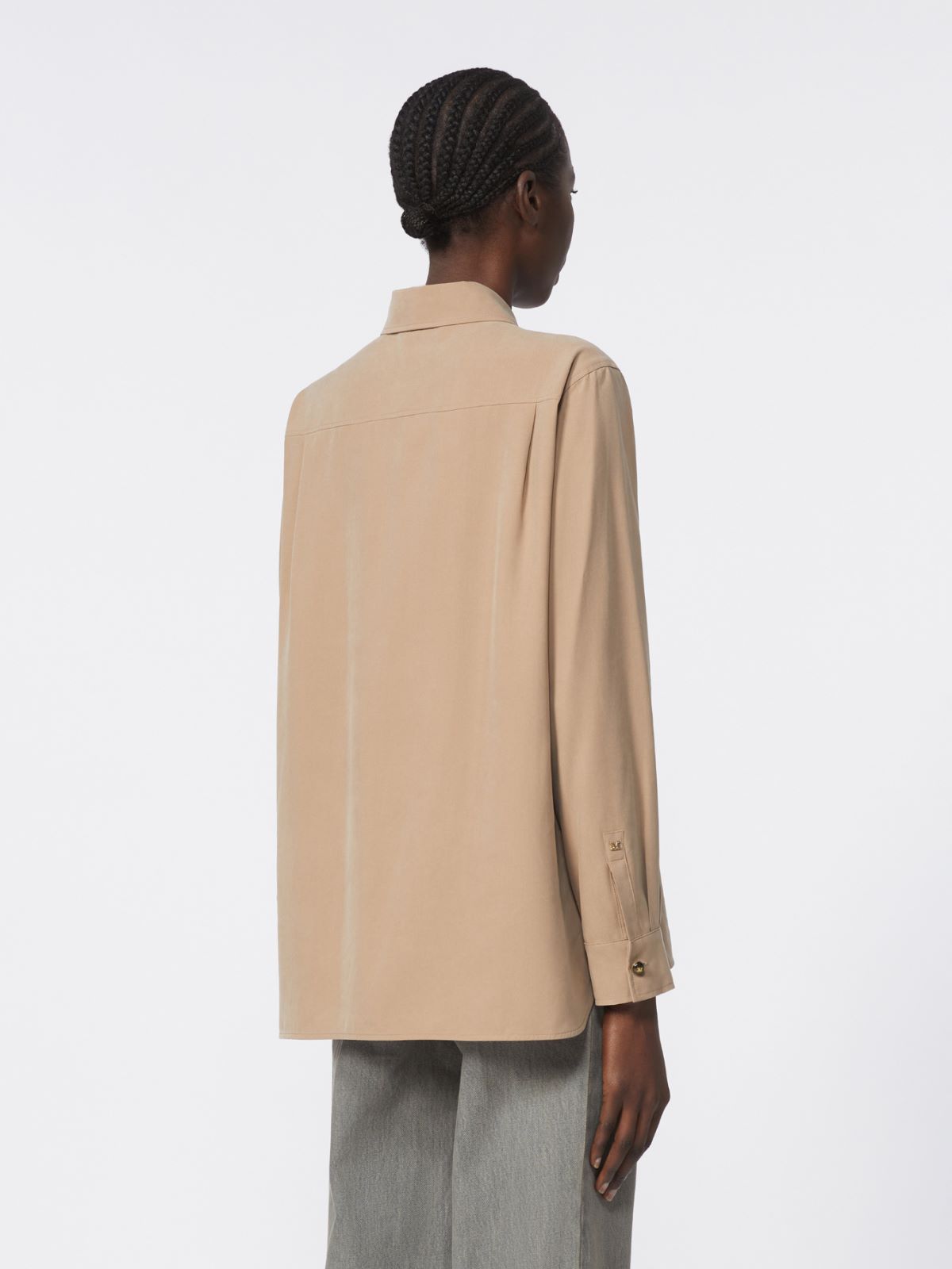 Silk canvas shirt - HAZELNUT BROWN - Max Mara - 5