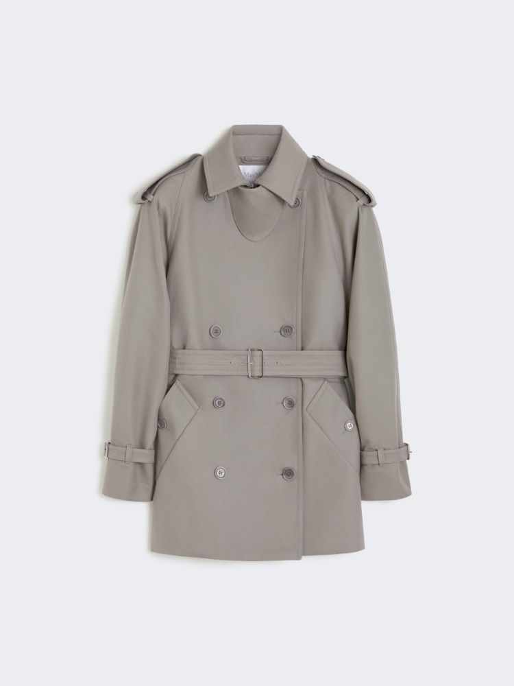Short cotton duster coat - MEDIUM GREY - Max Mara