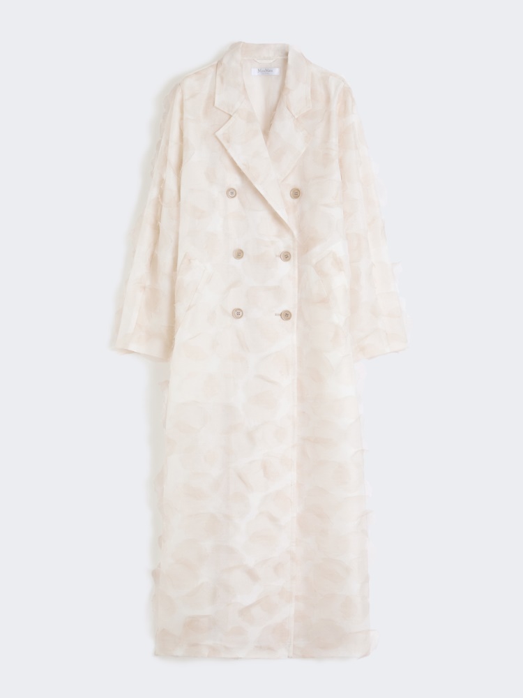 Double-breasted overcoat in fil coupé jacquard - SAND - Max Mara