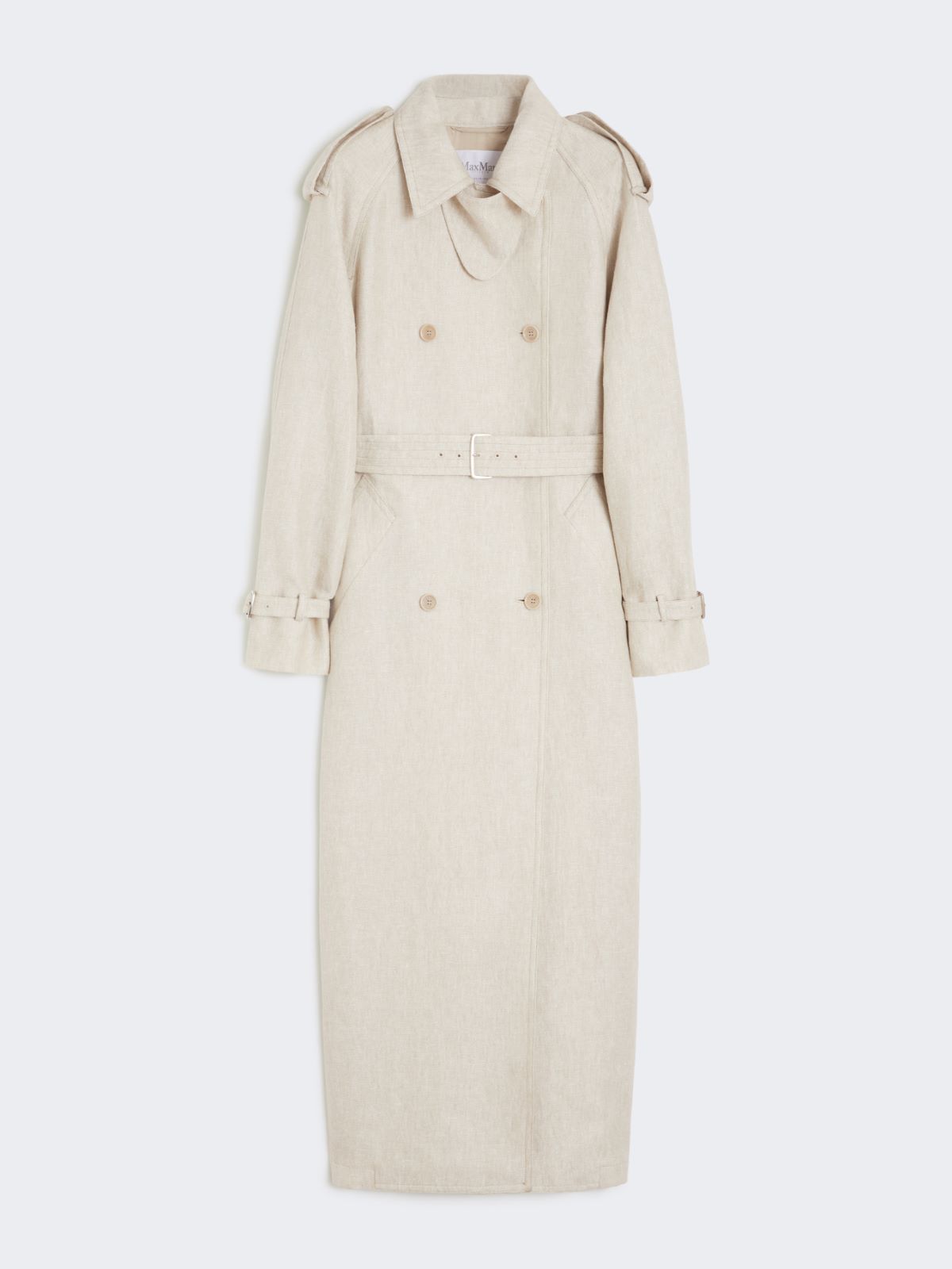 Pure linen drill double-breasted trench coat - SAND - Max Mara - 5