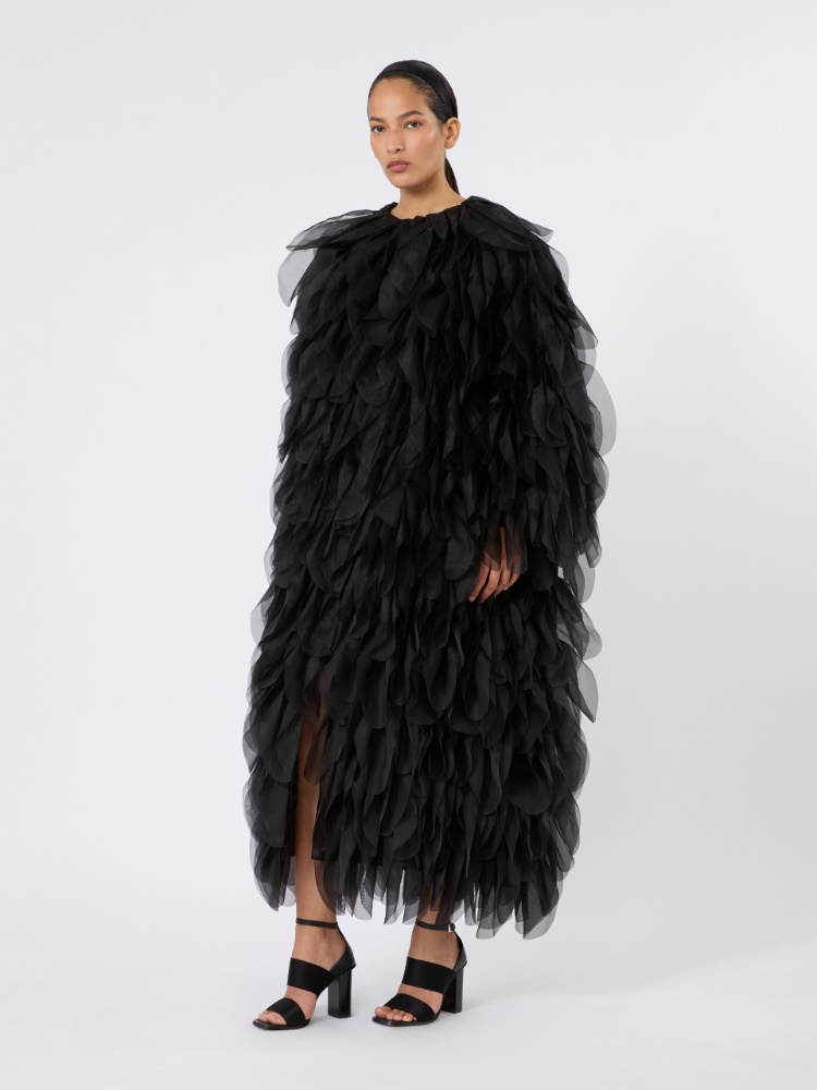 Long overcoat with petals in silk organza - BLACK - Max Mara - 2