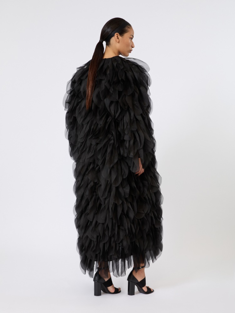 Long overcoat with petals in silk organza - BLACK - Max Mara - 3