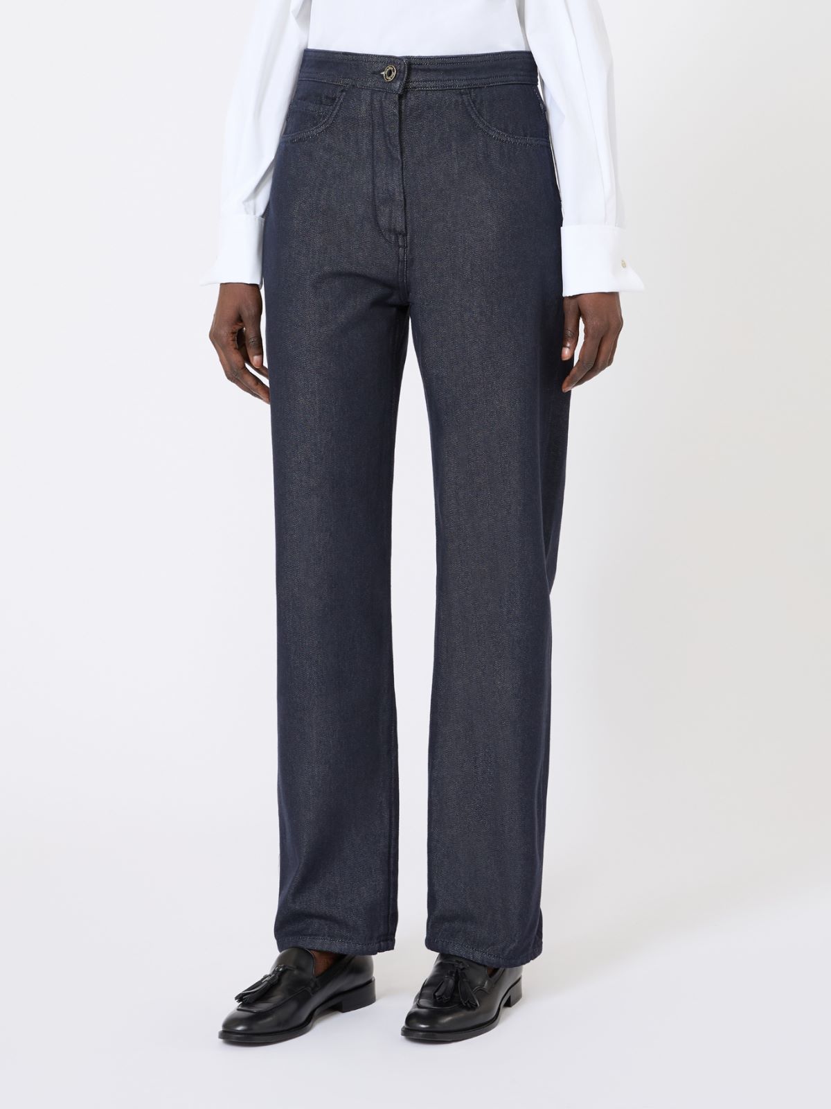 Denim-look cotton trousers - MIDNIGHTBLUE - Max Mara - 6
