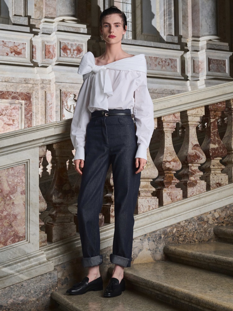 Denim-look cotton trousers + MIDNIGHTBLUE - Max Mara