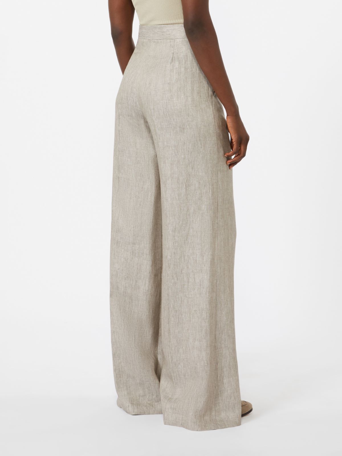 Herringbone linen twill trousers - BEIGE - Max Mara - 9