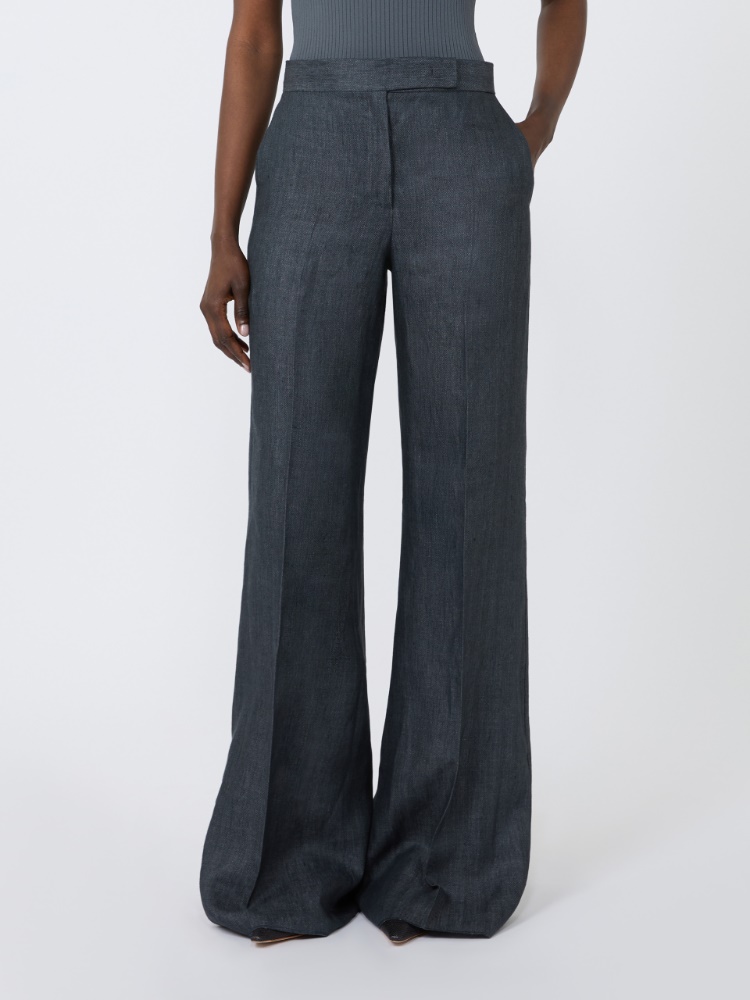 Herringbone linen twill trousers - MEDIUM GREY - Max Mara - 2