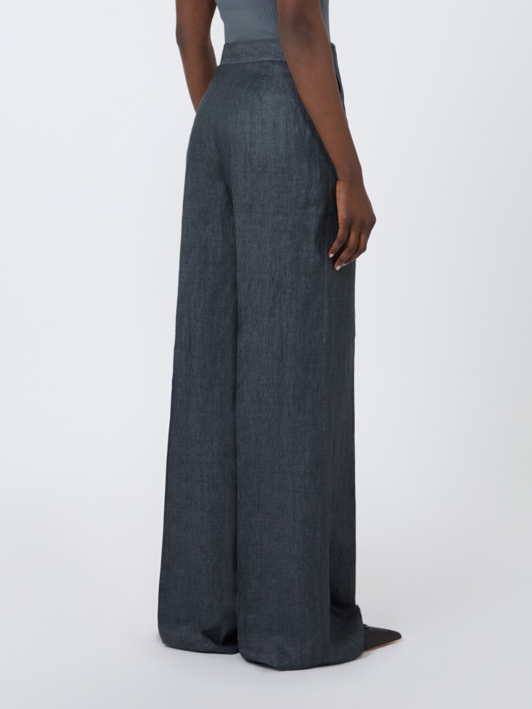 Herringbone linen twill trousers - MEDIUM GREY - Max Mara - 3