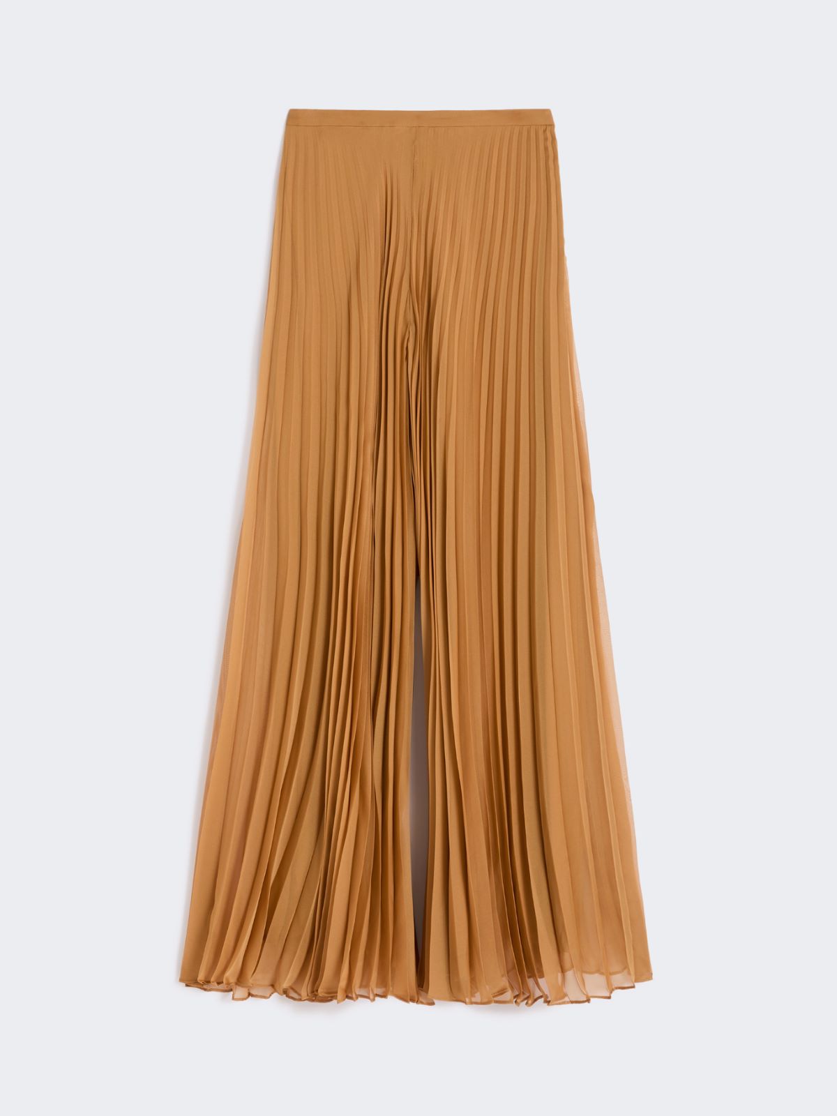 Plissé-pleated chiffon trousers - CARAMEL - Max Mara - 5