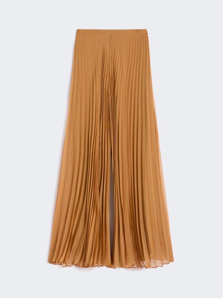 Plissé-pleated chiffon trousers - CARAMEL - Max Mara - 5