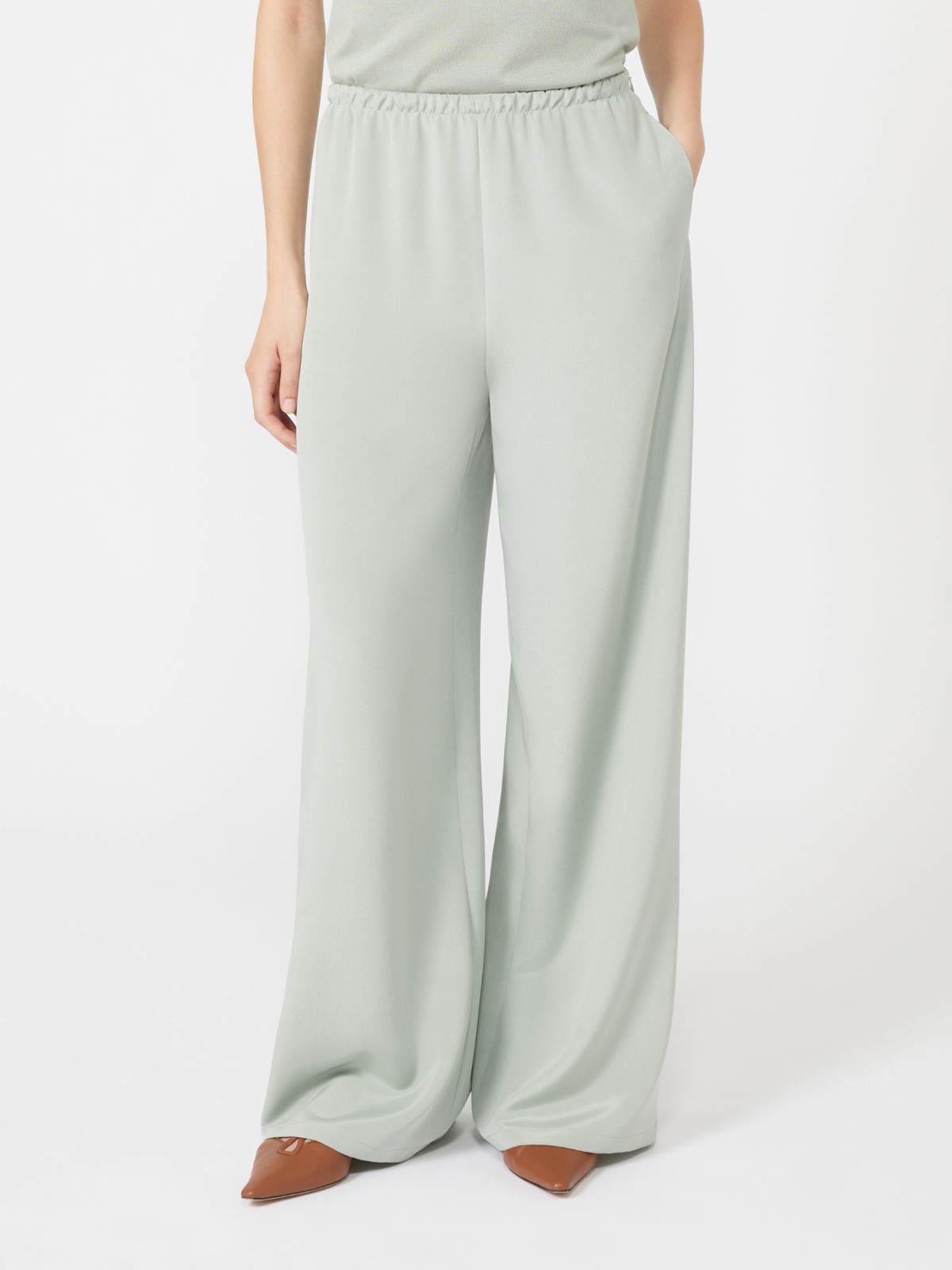 Pantalon en crêpe de Chine de soie - VERT PASTEL - Max Mara - 8