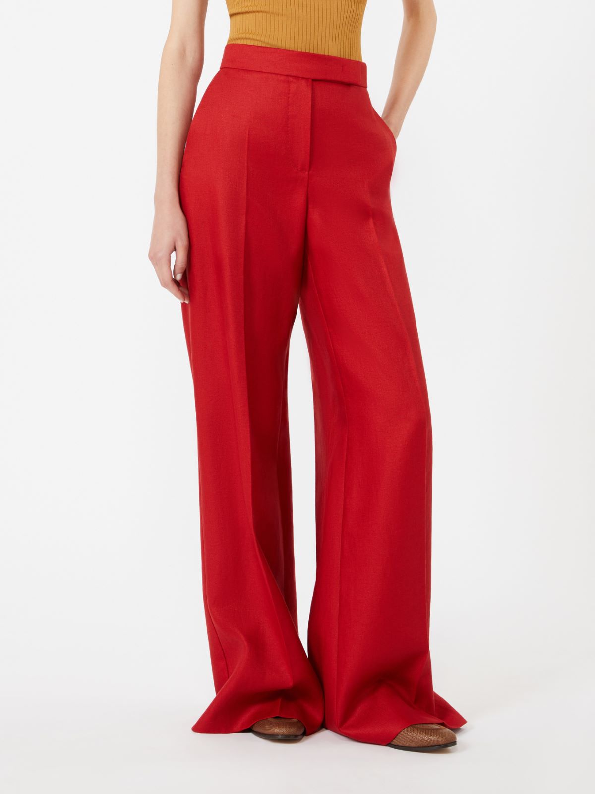 Wide-fit linen trousers - RED - Max Mara - 2