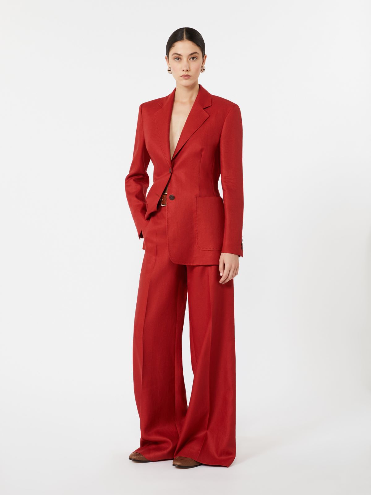 Wide-fit linen trousers - RED - Max Mara