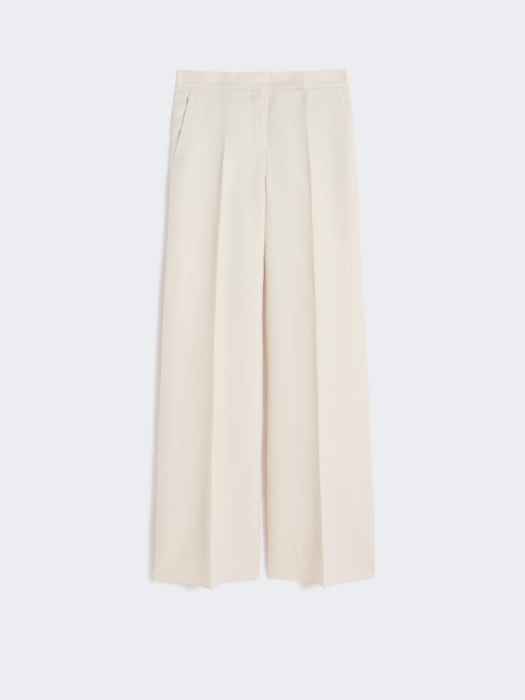 Wide-fit linen trousers - BEIGE - Max Mara - 4