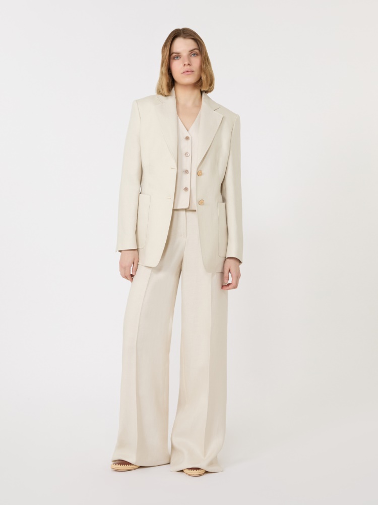 Wide-fit linen trousers - BEIGE - Max Mara - 1