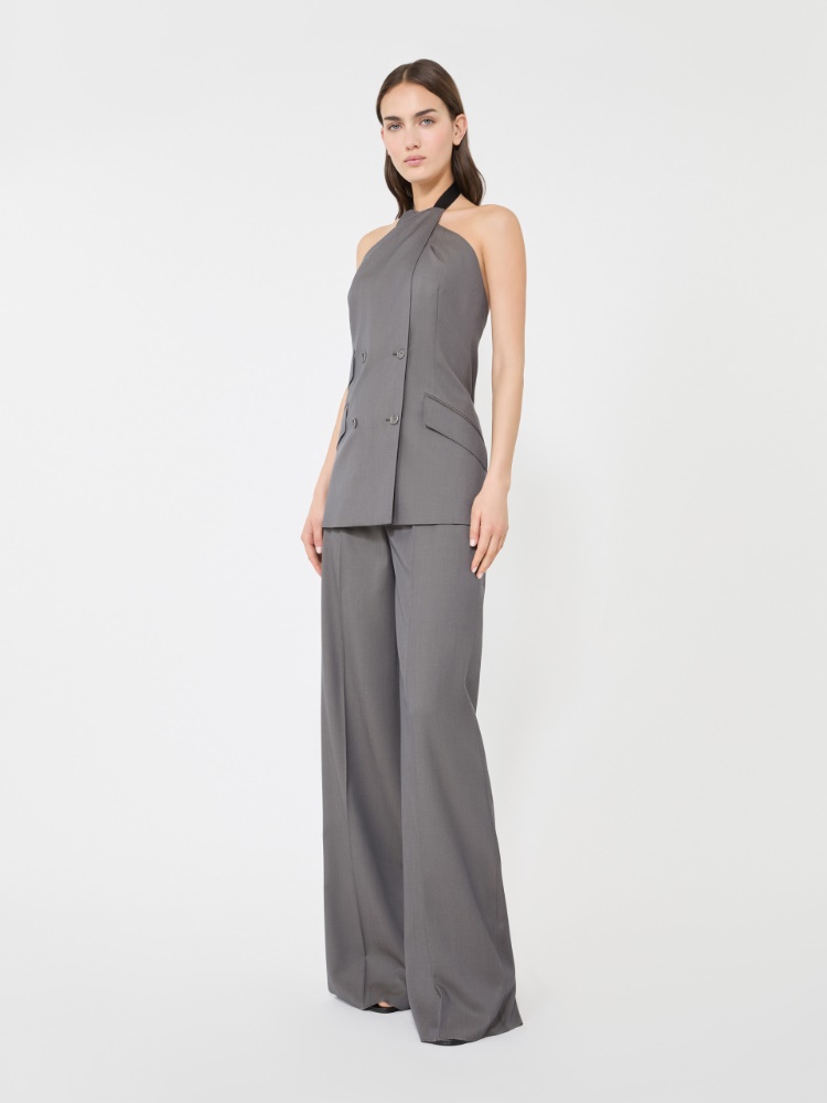Gabardine wool trousers - MEDIUM GREY - 1