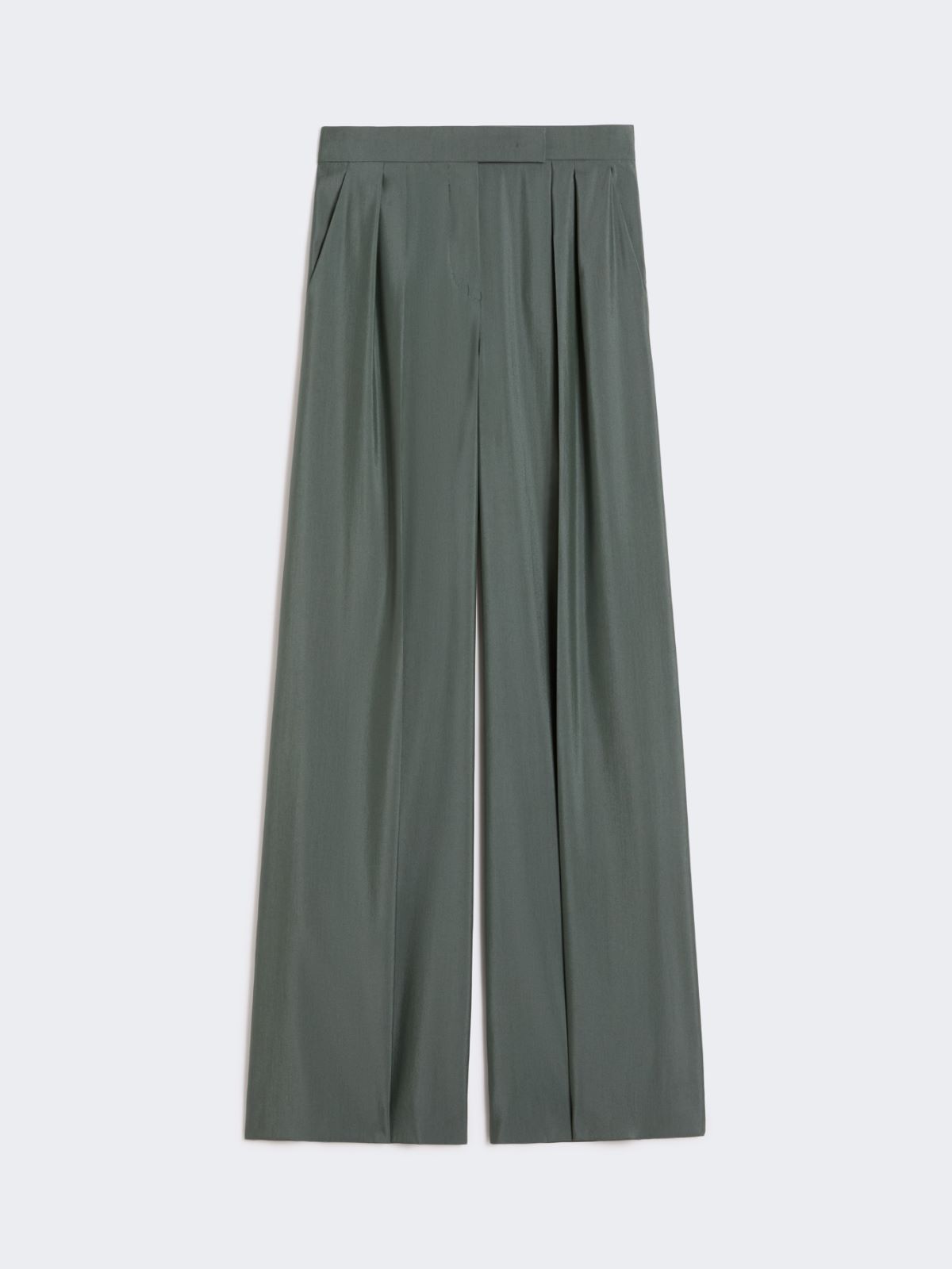 Wide-fit wool and silk trousers - DARK GREEN - Max Mara - 5