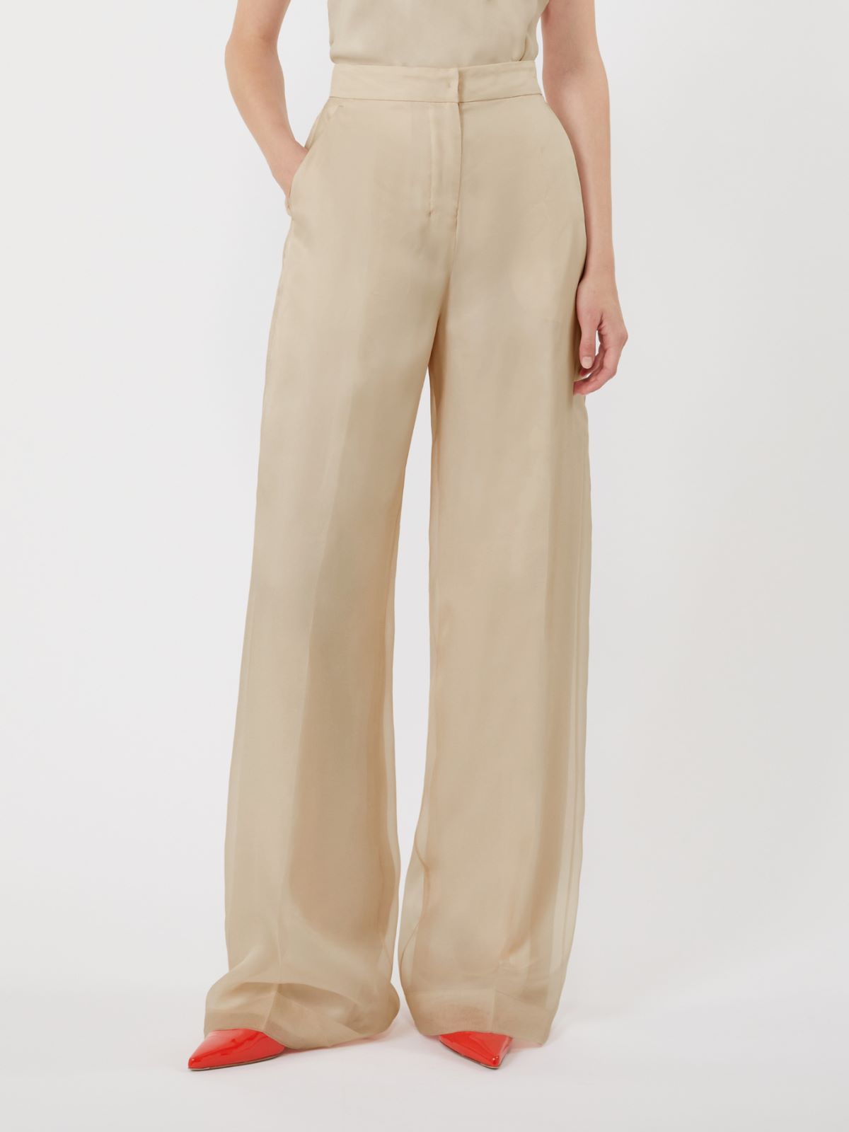 Silk organza trousers - SAND - 2